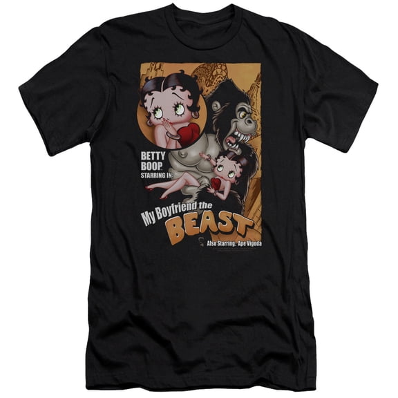 Betty Boop Boyfriend The Beast S/S Adult 30/1 T-Shirt Black