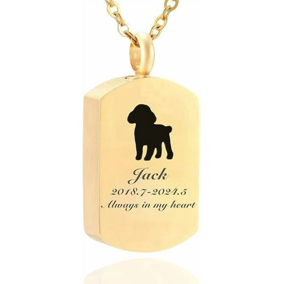 Custom Engraved Necklace Pet Portrait Personalized Photo & Text Handmade Waterproof Stainless Steel Pendant for Men/Women Pet Memorial Urn Jewelry for Dog Cat Ashes