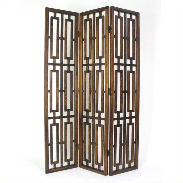 Wayborn Chinese Oakwood Bookmark Room Divider in Brown