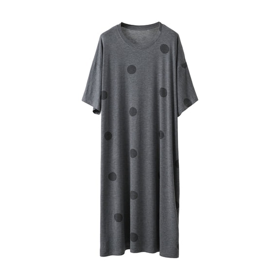 Fjofpr Nightgowns for Women Plus Size Womens Fashion Short Sleeve Round-Neck Color Nightgown Loose Bathrobe Home Wear Heart Print Nightgown