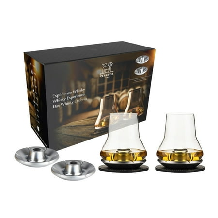 Peugeot Whiskey Tasting Glass Set with Chilling Bases and Coasters
