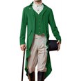 thumbnail image 2 of LANGWYQU Long Sleeved Men V-Neck Solid Vintage Costume Jacket Trench Coat, 2 of 5