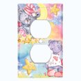 thumbnail image 2 of Metal Light Switch Wall Plate Outlet Cover (2 Teddy Bears Reading Flower Hearts Pink - Single Duplex), 2 of 2