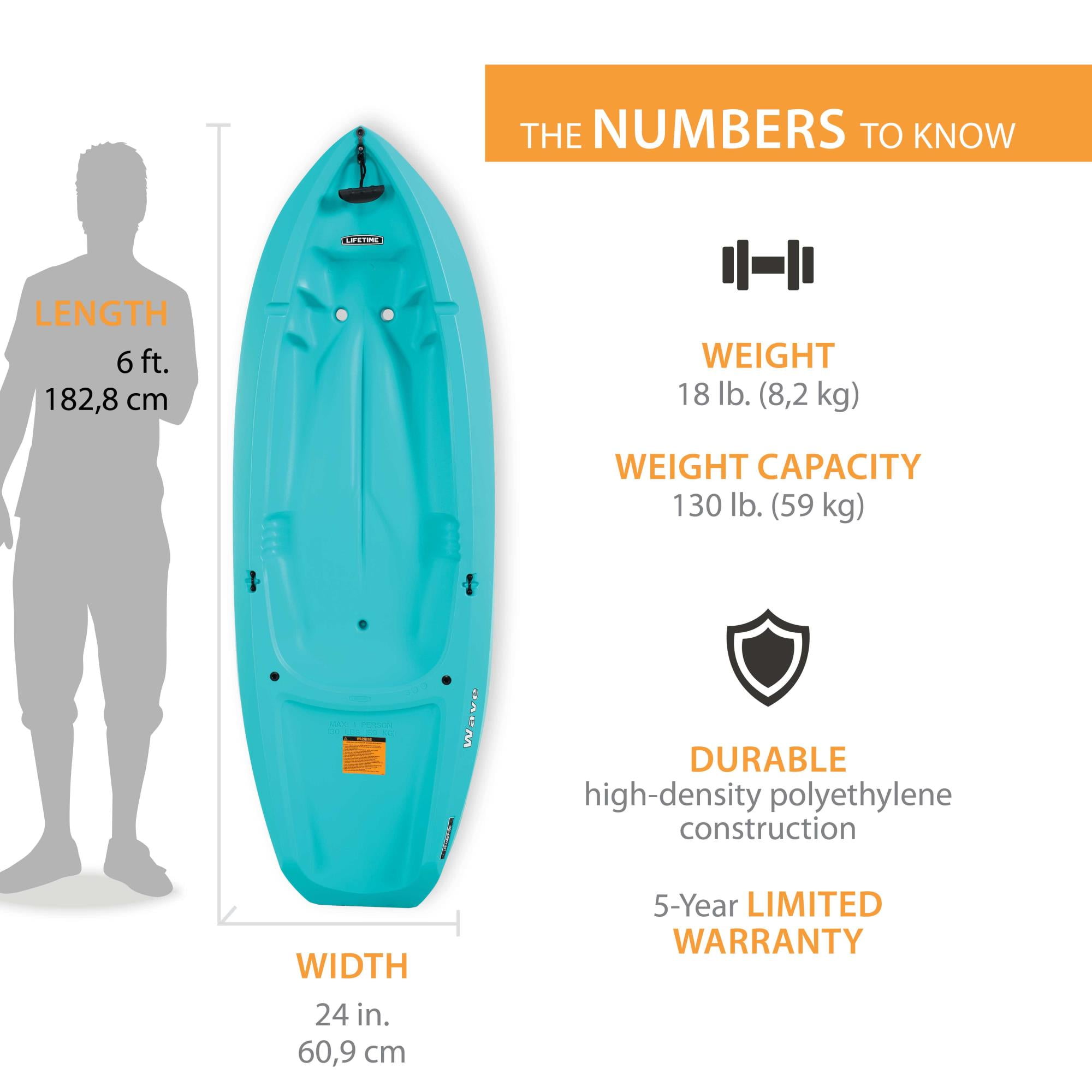 Lifetime Wave 6 ft Youth Sit-On-Top Kayak with Paddle, Aqua (91185)