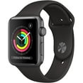 thumbnail image 2 of Restored Apple Watch Series 3 (GPS, 38MM) Space Gray Aluminum Case with Black Sport Band Bundle 5 Bonus Bands, Charging Stand, Screen Protector, & 2 amp charger (Refurbished), 2 of 12