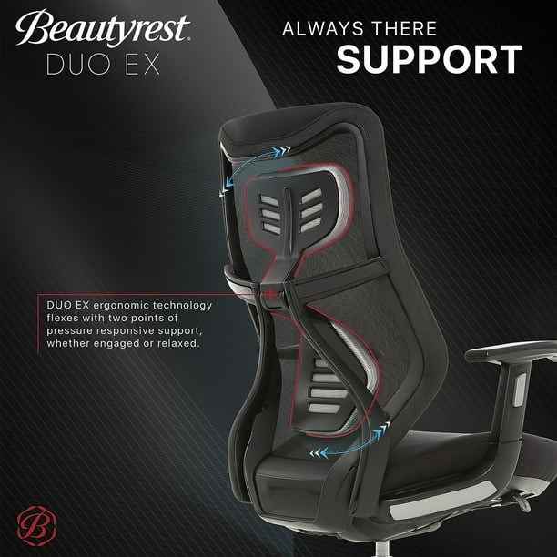 YU CLASSIC by RU DOUBLE ENDERⅡ 5’10\" Beautyrest Duo-EX Ergonomic Mesh Swivel Task Chair, High