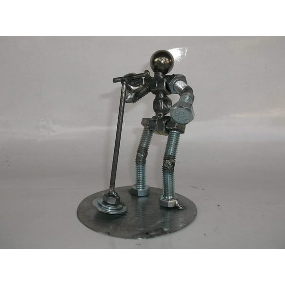 Singer, Metal Bolt Figurine, Upcycled Art, Musician