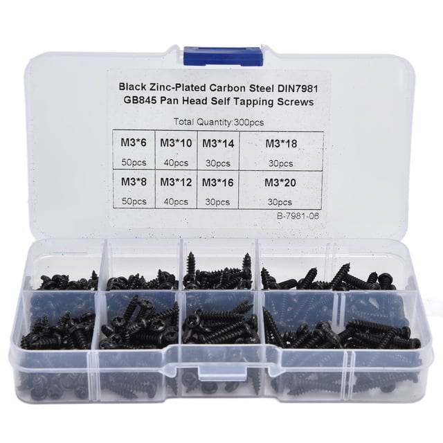Self Tapping Screw Set,300Pcs Self Tapping Screws Cross Self Tapping Screws Cross Pan Head Screws Enhanced Features