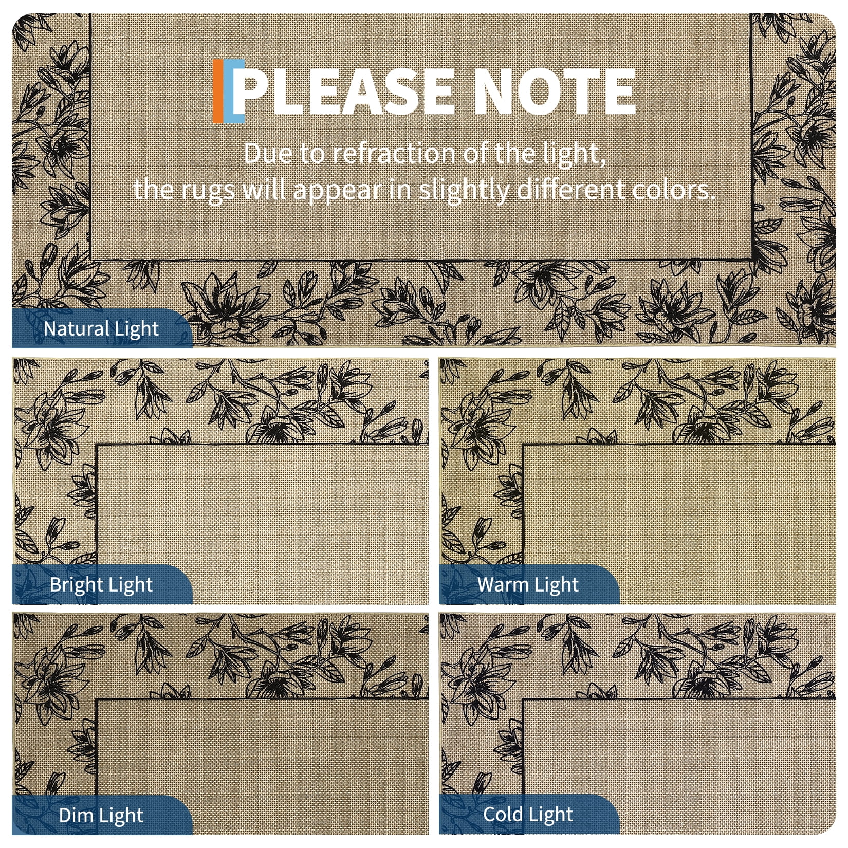 Hasoo 9' x 12' Area Rugs for Living Room Washable Vintage Floral Print Large Bedroom Indoor Modern Geometric Bordered Rug Soft Non Slip Carpet for Dining Room Apartment Office, Brown