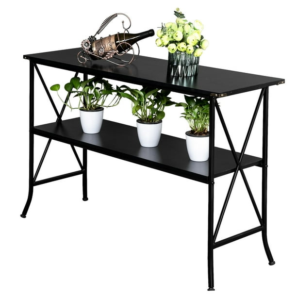 images Small Modern Console Table With Storage industrial console table modern sofa table with 2 layers storage shelves entryway hall table bookshelf display rack for living room office furniture