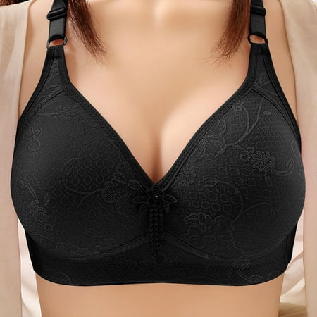 Ndbuld Plus Size Bras for Women Wireless Women s Bra Soild Wire Underwear Bra Everyday Comfortable Breathable Bra Underwear Clearance Sales online Deals L Black