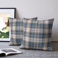 thumbnail image 2 of Pillow Covers 18x18 Set of 2, Blue Beige Buffalo Plaid Throw Pillow Covers Decorative Couch Cushion Cover, White Farmhouse Modern Striped Microfiber Soft Pillowcases for Bedroom Living Room Sofa, 2 of 9