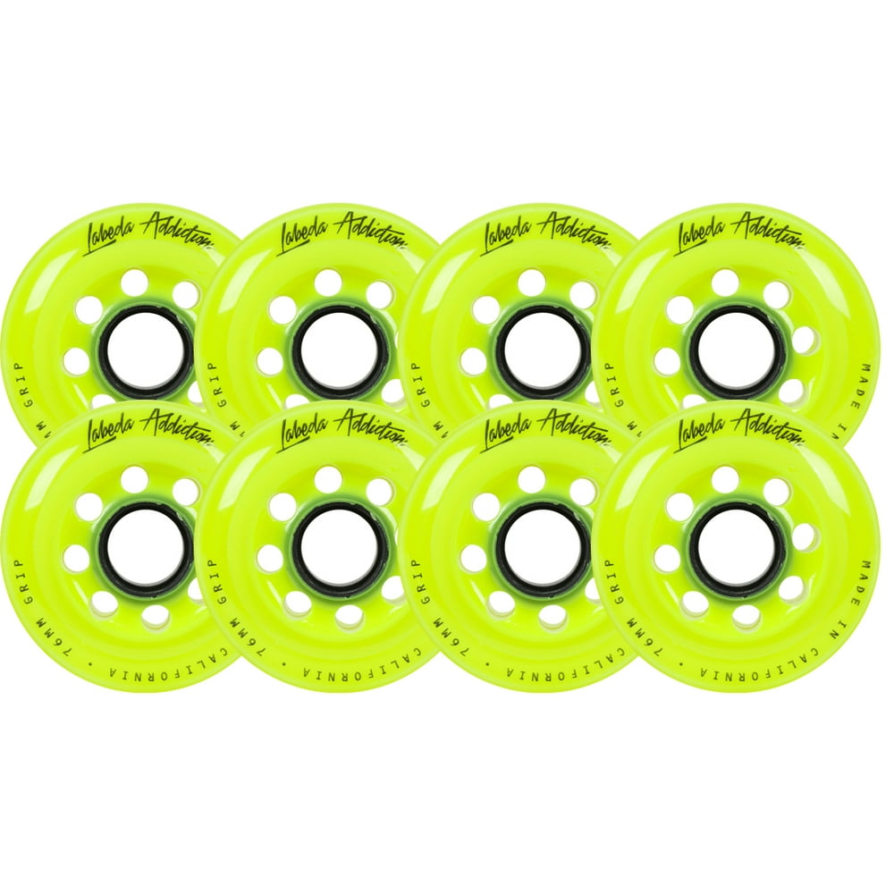 Labeda Inline Roller Hockey Skate Wheels Addiction Yellow 80mm SET OF 8