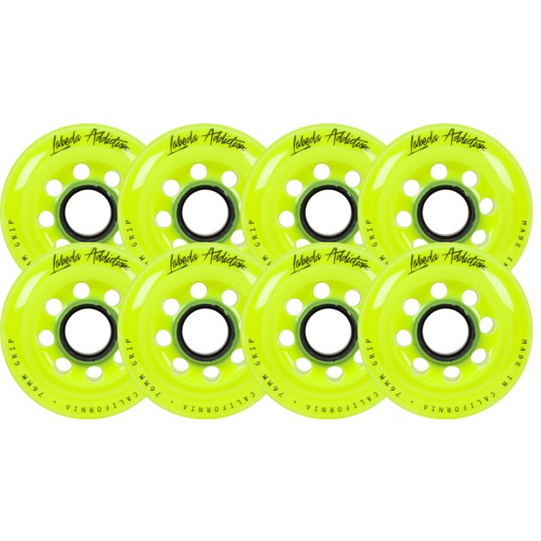 Labeda Inline Roller Hockey Skate Wheels Addiction Yellow 80mm SET OF 8
