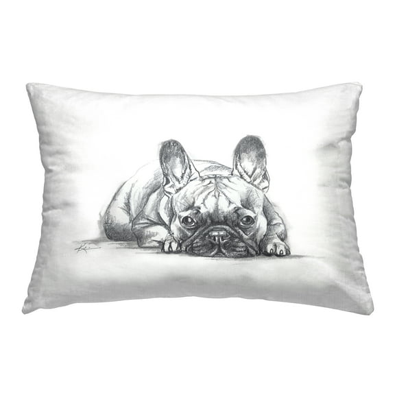 Stupell Industries French Bulldog Naptime 14" x 20" Animals Print Polyester Throw Pillow, Zip Closure 1 Count