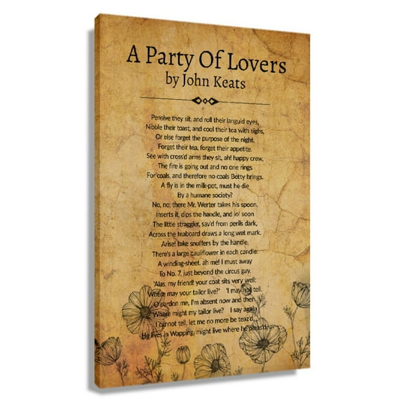 A Party of Lovers Poem Wall Art John Keats Quotes Wall Art Poetry Posters And Prints Wall Pictures for living room Unframed 20x30