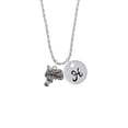 thumbnail image 2 of Delight Jewelry Silvertone Saddle Silvertone Script Initial Disc - H - Charm Necklace, 20"+3", 2 of 4