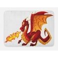 thumbnail image 1 of Dragon Bath Mat, Funny Fire Spitting Winged Cartoon Mascot Playroom Childish Princess Illustration, Non-Slip Plush Mat Bathroom Kitchen Laundry Room Decor, 29.5 X 17.5 Inches, Orange Red, Ambesonne, 1 of 2