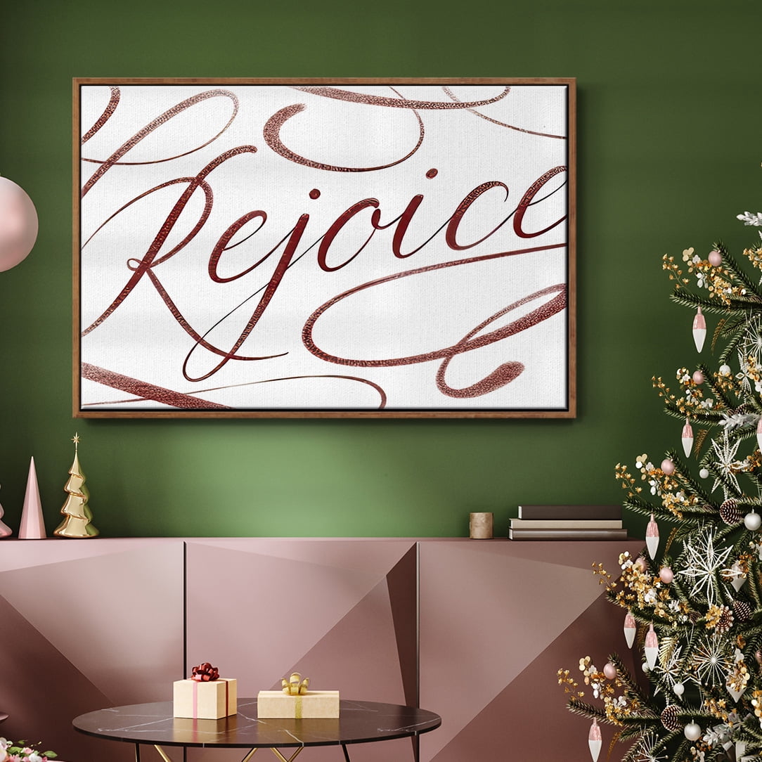 Rejoice - Framed Gallery Wrapped Holiday Canvas - 27 x 41 - Rosewood Frame