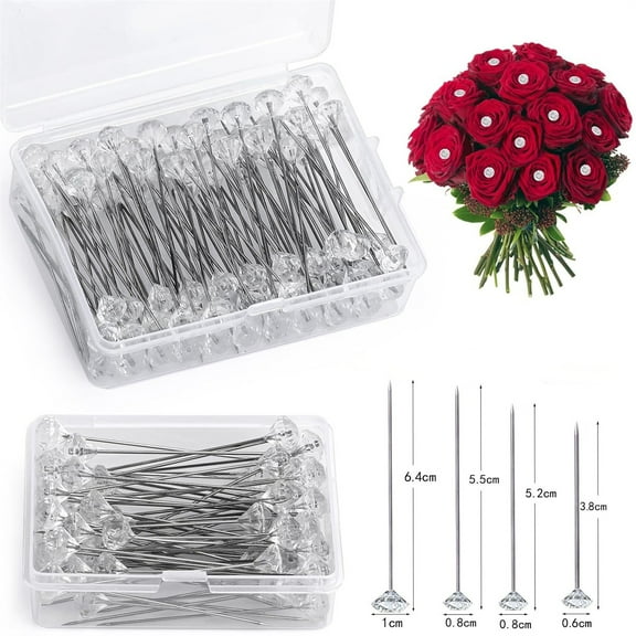 100pcs Diamond Crystal Rhinestone Floral Corsage Pins for Wedding Bouquets, Bridal Accessories, Corsages, and Flower Decorations - Adds Sparkle to Any Special Event