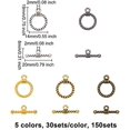 thumbnail image 2 of 150 Ensembles 5 Couleurs Fermoirs Ronds à Bascule Style Tibétain Fermeture T-Bar Bracelet Bijoux Fermoir, 2 of 8