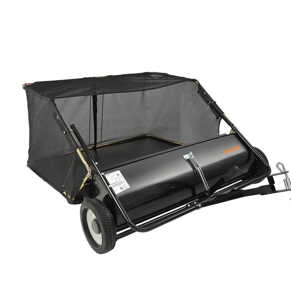 VEVOR Tow Behind Lawn Sweeper, 50 in Pull Behind Lawn Sweeper, 26 cu. ft Large Capacity Leaf & Grass Collector, Heavy Duty Garden Sweeper with Adjustable Sweeping Height for Yard, Lawn, Farm
