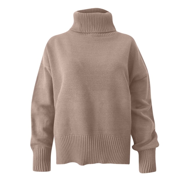 EGNMCR Chandails pour Femmes Automne Hiver Populaire Col Montant Tricoté Ample, Cadeaux pour Femmes