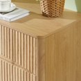 thumbnail image 5 of EHANCIS Oak Mid Century Modern Nightstand, 3 Drawer Fluted Wooden Bedside Table with Metal Handles, Storage Side Cabinet for Bedroom Living Room Hallway, 5 of 6