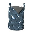 thumbnail image 1 of Nautical Laundry Bag, Frock of Frolicking Sharks and Fish Herds Diving Wildlife Exotic Deep Sea Ocean, Basket with Handles Drawstring Closure for Laundromats, 13" x 19", Slate Blue, by Ambesonne, 1 of 4