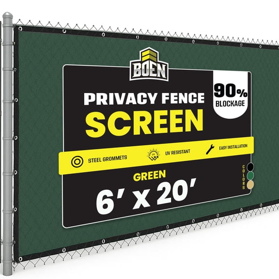Privacy Screen Fence Netting Mesh Fabric Windscreen 6 Ft X 20' Ft Green with Reinforced Grommet