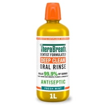 TheraBreath Deep Clean Mouthwash, Alcohol Free, Fresh Mint, 1 Liter