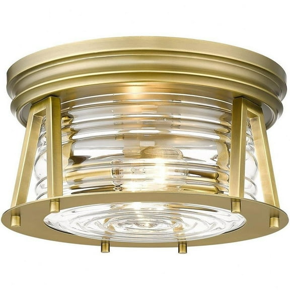 2 Light Flush Mount in Transitional Style-6.5 inches Tall and 12 inches Wide-Rubbed Brass Finish Bailey Street Home 372-Bel-4652237