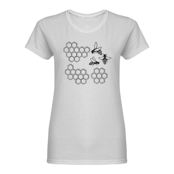 Bees On Honey Cells Shaped Tee Women's -Image by Shutterstock