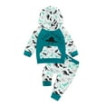 thumbnail image 2 of Aojekbee Toddler Boys Fall Outfits Dinosaur Print Hooded Long Sleeve Hoodies Sweatshirts and Long Pants 2Pcs Clothes Set, 2 of 10