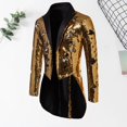 thumbnail image 2 of Blekii Men's Sequin Blazer Jacket, Party Tuxedo Style Jacket, Glitter Evening Wear Coat, Festive Holiday Celebration Top, Stage Performance Outfit, Eye-Catching Jacket for Special Nights, Gold L, 2 of 9