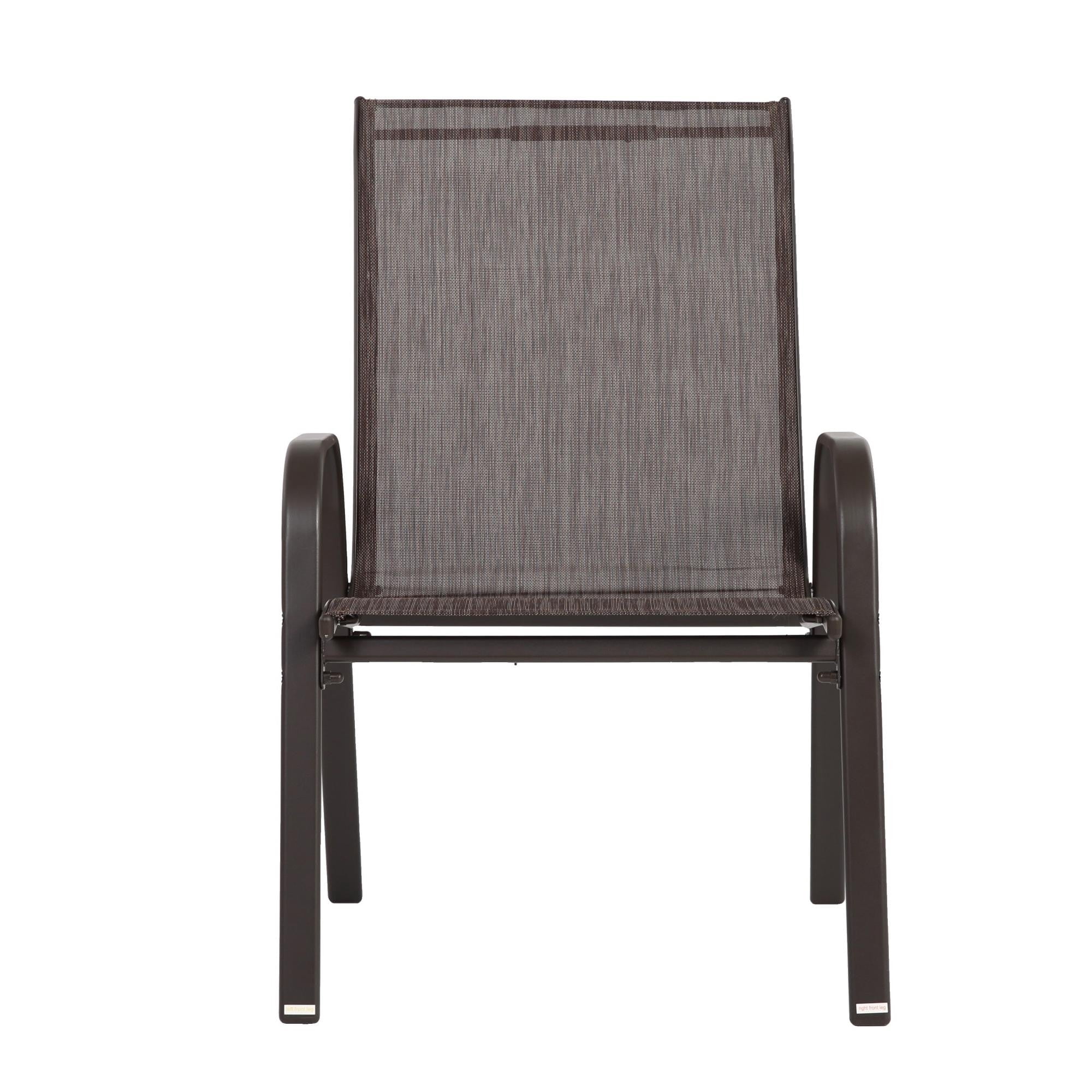 Sailvan Set of 6 Outdoor Patio Chairs,Breathable Textilene Garden Dining Chairs with Armrest and High Backrest Brown