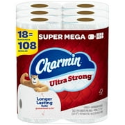 Charmin Ultra Strong Toilet Paper, 18 Super Mega Rolls, 6 Count (Pack of 3)