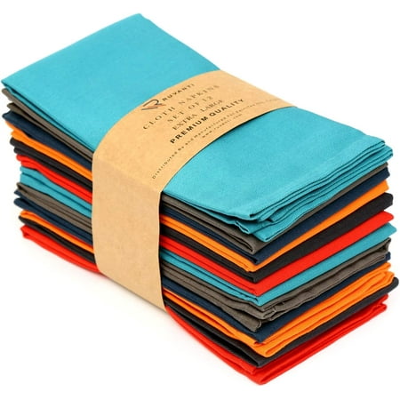 

Ruvanti Multi Color Cloth Napkins 12 Pack 18X18 inch Durable Linen Napkins - Soft and Comfortable Reusable Fabric Napkins -Perfect Table Napkins / Cotton Dinner Napkins