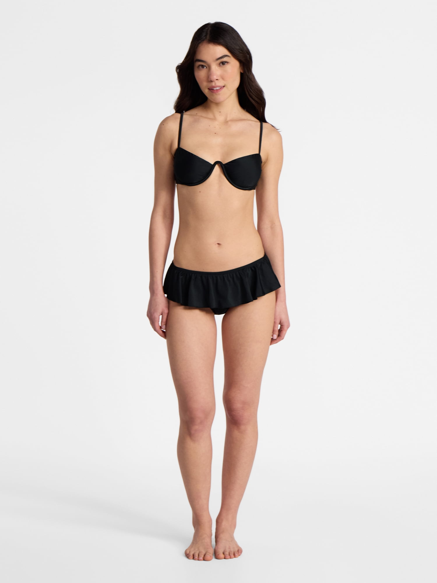 No Boundaries Solid Skirtini Swim Bottoms, Women’s