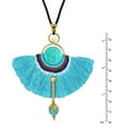 thumbnail image 6 of Stylish Turquoise with Blue Fan Tassel Long Statement Necklace, 6 of 6