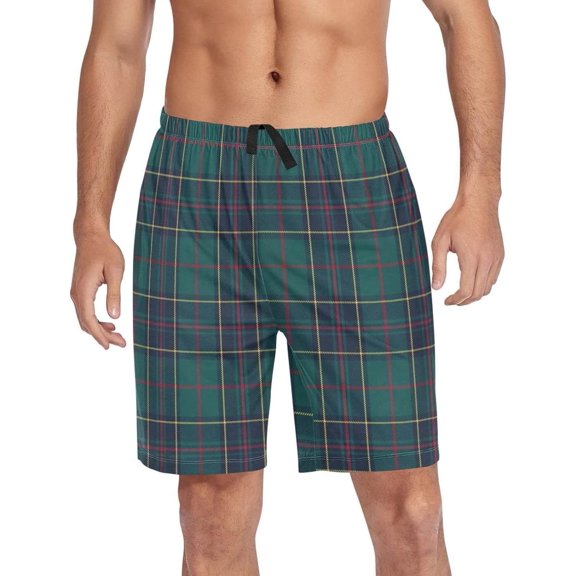 GZHJMY Buffalo Plaid Pajama Pants Short for Men, Lounge Pants Lightweight Men Pajama Bottoms with Drawstring Pockets, Christmas New Year Birthday Gifts, Medium