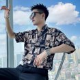 thumbnail image 2 of Camisa y blusa para hombre, gráfica, manga media, colorida, geométrica, con estampado, ropa, hip hop, hawaiana, para hombre, divertida, ajustada, de seda, 2 of 5