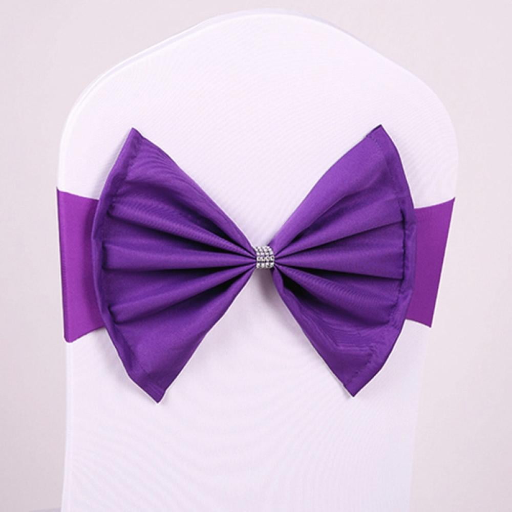 10 Purple Polyester CHAIR SASHES Ties Bows Wedding Party Ceremony Decorations 