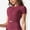 Burgundy, variant on Women's Rib Knit Seamless Short Sleeve High Neck Cropped Sports Jacket-Large, Burgundy