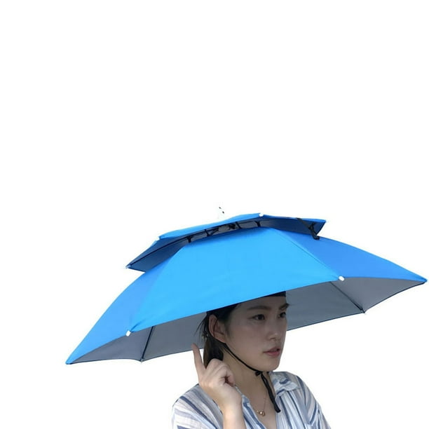 Hats for Men Women Multicolor Outdoor Foldable Double Umbrella Hat Sun Rain Cap Camping Fishing