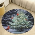 ARISTURING Flannel Floor Mat Christmas Tree Snow Cardinals Theme Round