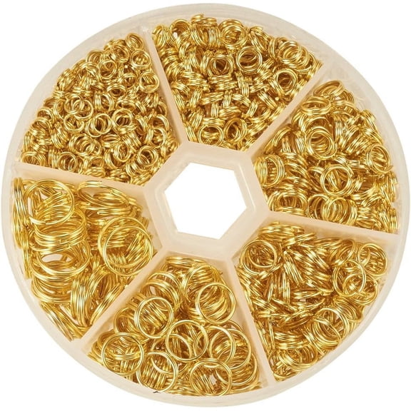 Golden Split Rings 900 Pcs Iron Double Jump Rings Loop Jump Ring Jewelry Connector Rings 4 5 6 7 8 10mm Split Rings with Opener Tool