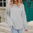 thumbnail image 2 of Vedolay Sweaters Women's 2023 Fall Casual Long Sleeve Crew Neck Ribbed Knit Pullover Sweater,Gray L, 2 of 5