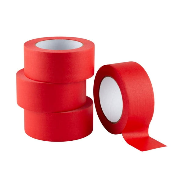 4 Pack Red Painters Tape 2 inch Wide, Medium Adhesive Red Masking Tape Bulk Multi Pack, 2 inch x 55 Yards x 4 Rolls (220 Total Yards)