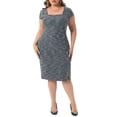 thumbnail image 2 of DARING DIVA Women's Plus Size Vintage Midi Tweed Cap Sleeve Sheath Dress 1X Blue, 2 of 6